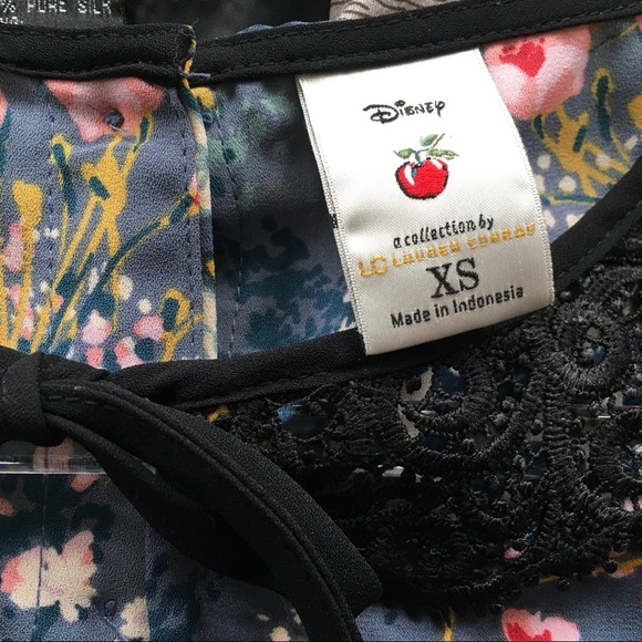 LC Lauren Conrad Floral Peasant Peter Pan Lace Collar 3/4 Sleeve Blouse XS - Picture 5 of 6